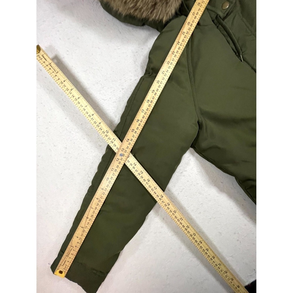 Old Navy Parka Coat Womens Small Olive Green Faux Fur Hooded Full Zip Insulated - Picture 7 of 12